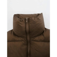 Load image into Gallery viewer, New Chic Lady Fashionable Women's Casual High Collar In Coffee Color Short Outwear Zippers Sleeveless Jackets Vest

