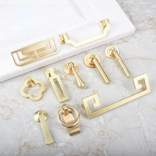 Load image into Gallery viewer, New Chinese Golden Cupboard Door Drawer Concealed Buckle Handle Wardrobe Zinc Alloy Hardware Handle Kitchen Cupboard Hardware Modern Style Furniture Door Pulls
