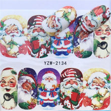 Load image into Gallery viewer, New Christmas Water Decal Nail Art Nail sticker New Year Slider Tattoo Full Cover Santa Claus Snowman Designs Xmas Decals 3D Wave Design Decoration for Women Girls Tape Nail Art Stickers Decal Decoration  Nail Art Accessories Decoration Decal
