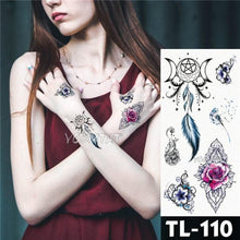 Load image into Gallery viewer, New Colorful And Black Womens Tattoo Temporary Flower Waterproof Elegant Modern Tattoo Realistic Design

