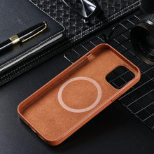 Load image into Gallery viewer, New Colorful Leather For iPhone 14 13 Pro Max Mini Magnet Case Cover Wireless Charging Drop Protect Covers Shockproof Slim Back Cover Leather Case For iPhone Slim and Aesthetic iPhone 14 case
