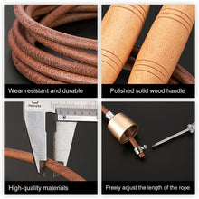 Load image into Gallery viewer, New Cowhide Leather Rope Universal Metal Bearing Speed Rope Skipping Adjust Bearing Wooden Handle Adjustable Skipping Jumping Ropes With 360-Degree Bearing And Pure Wood Handles For Gym Home Fitness
