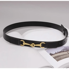 Load image into Gallery viewer, Simple Black Plain Leather Belt For Women Classic Thin Skinny Waistbands Casual Women Dress Belts
