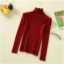 Load image into Gallery viewer, New Elegance Autumn/Winter Knitted Jumper Tops Turtleneck Pullovers Casual Sweaters Women Shirt Long Sleeve Tight Sweater Girls
