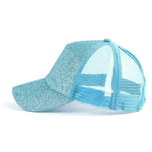 Load image into Gallery viewer, New Elegant Glitter Ponytail Baseball Caps Sequins Shining High Quality Fashionable Cap For Womens Messy Bun Adjustable Snapback Hip Hop Hat
