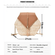 Load image into Gallery viewer, New Famous Mulit Style Straw+leather Handba For Women And Girls  New Fashion Summer Bag Handmade Woven Beach Circle Shoulder Bag
