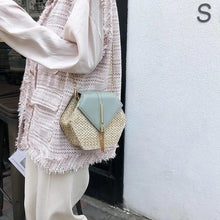 Load image into Gallery viewer, New Famous Mulit Style Straw+leather Handba For Women And Girls  New Fashion Summer Bag Handmade Woven Beach Circle Shoulder Bag
