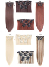 Load image into Gallery viewer, New Fashion 16 Clip In Hair Extension Long Straight Natural Black 6 Pcs/Set 16 Clips 22 Inch Synthetic Hair Piece Wigs For Black Women Cosplay Wigs For Women
