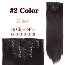 Load image into Gallery viewer, New Fashion 16 Clip In Hair Extension Long Straight Natural Black 6 Pcs/Set 16 Clips 22 Inch Synthetic Hair Piece Wigs For Black Women Cosplay Wigs For Women
