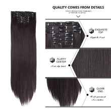 Load image into Gallery viewer, New Fashion 16 Clip In Hair Extension Long Straight Natural Black 6 Pcs/Set 16 Clips 22 Inch Synthetic Hair Piece Wigs For Black Women Cosplay Wigs For Women
