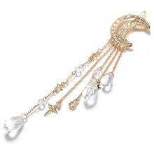 Load image into Gallery viewer, New Fashion Crystal Rhinestone Moon Tassel Hairpin Five-pointed Star Pendant Luxury Jewelry Crystal Side Clip Gorgeous Hair Accessories For Women
