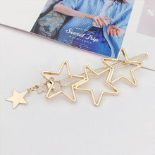 Load image into Gallery viewer, New Fashion Girl Love Five-pointed Star Alloy Clip Bangs Clip Adult Simple Hollow Crystal Hairpin Hair Clip Metal Alloy Barrettes Hair Accessories for Party Wedding

