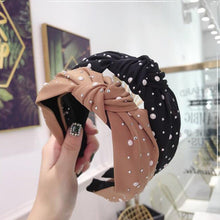 Load image into Gallery viewer, New Fashion Girls Headband Handmade Shining Pearls Rhinestone Ornament Hairband Women Middle Knot Turban Gorgeous Hair Accessories For Women
