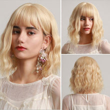 Load image into Gallery viewer, New Fashion Short Bob Water Wave Synthetic Wigs for Women Natural Cosplay Fake Hair Shoulder Length Women's Brown Wig with Bangs Wigs For Black Women
