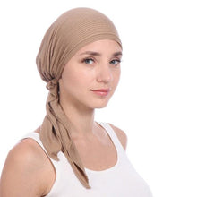 Load image into Gallery viewer, New Fashion Soft Cotton Solid Color Elastic Wrap Lightweight Scarf Hats Muslim Turban Elegant Bonnet Inner Hijab Hat Female Turbantes caps For Women
