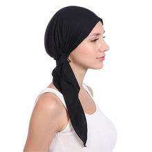 Load image into Gallery viewer, New Fashion Soft Cotton Solid Color Elastic Wrap Lightweight Scarf Hats Muslim Turban Elegant Bonnet Inner Hijab Hat Female Turbantes caps For Women
