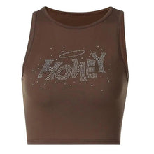 Load image into Gallery viewer, New Fashion styles cute Rhinestone sleeveless Crop Tank Top Streetwear cute tops for summer
