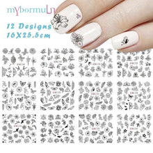 Load image into Gallery viewer, New Geometric Letter Nail Sticker Water Slider Winter Decal Christmas New Year Gift Nail Slider Temporary Tattoos Women Nail Art Stickers Water Transfer Decals Design Nail Art Supplies Manicure Acrylic Nail Foil Stencils Decorations
