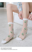 Load image into Gallery viewer, New Girls Cute Cartoon Fruits Sheer Kawaii Lady Women Summer Fall Avocado Lemon Pineapple Cherry Jacquard Socks For Women
