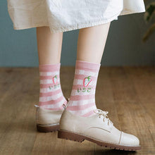 Load image into Gallery viewer, New Harajuku Style Kawaii Woman Socks Cotton Socks Novelty Socks with Strawberry and Flower Funny and Pink Socks Running And Climbing Socks For Men And Women
