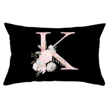 Load image into Gallery viewer, New Light Letter Flower Pillow Covers Alphabet Decorative Pillow Cases ABC Letter Flowers Cushion Covers Black Plush Pillow Case Super Soft Living Room Decorative Cushion Cover Elegant Soft Design 30x50cm
