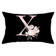 Load image into Gallery viewer, New Light Letter Flower Pillow Covers Alphabet Decorative Pillow Cases ABC Letter Flowers Cushion Covers Black Plush Pillow Case Super Soft Living Room Decorative Cushion Cover Elegant Soft Design 30x50cm
