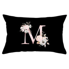 Load image into Gallery viewer, New Light Letter Flower Pillow Covers Alphabet Decorative Pillow Cases ABC Letter Flowers Cushion Covers Black Plush Pillow Case Super Soft Living Room Decorative Cushion Cover Elegant Soft Design 30x50cm
