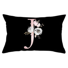 Load image into Gallery viewer, New Light Letter Flower Pillow Covers Alphabet Decorative Pillow Cases ABC Letter Flowers Cushion Covers Black Plush Pillow Case Super Soft Living Room Decorative Cushion Cover Elegant Soft Design 30x50cm
