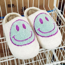 Load image into Gallery viewer, New Pink Smiley Face Slippers Women Smile Slippers Happy Face Slippers Retro Smiley Face Soft Plush Comfy Warm Slip-on Slippers Fluffy Fur Lined Mens Cute Home Sandals Winter Indoor House Slippers
