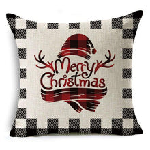 Load image into Gallery viewer, New Plaid Christmas Linen Pillowcase Xmas Series Cushion Cover Case Pillow Custom Square Pillowcase Cushion Cover Thrown Linen Pillowcase Christmas Gift 45X45CM
