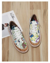 Load image into Gallery viewer, New Popular Womens Shoes Colorful Beautiful Flower Printing Shoes Lace-up Flat Women's Casual Womens Sneakers High-Quality Women's White Sports Casual Couple Shoes Summer Trainers Walking Sneakers
