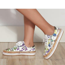 Load image into Gallery viewer, New Popular Womens Shoes Colorful Beautiful Flower Printing Shoes Lace-up Flat Women's Casual Womens Sneakers High-Quality Women's White Sports Casual Couple Shoes Summer Trainers Walking Sneakers
