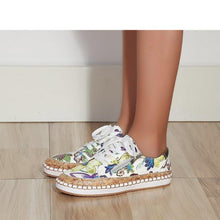 Load image into Gallery viewer, New Popular Womens Shoes Colorful Beautiful Flower Printing Shoes Lace-up Flat Women's Casual Womens Sneakers High-Quality Women's White Sports Casual Couple Shoes Summer Trainers Walking Sneakers
