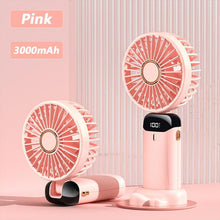Load image into Gallery viewer, New Portable Digital Display Handheld Fan Office Desktop Multifunctional Folding Headed Small Electric Fan Foldable Mini Desk Fan with Led Digital Display 5 Speeds Multi-Functional Fan for Outdoor Indoor
