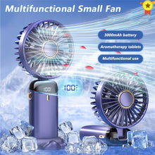 Load image into Gallery viewer, New Portable Digital Display Handheld Fan Office Desktop Multifunctional Folding Headed Small Electric Fan Foldable Mini Desk Fan with Led Digital Display 5 Speeds Multi-Functional Fan for Outdoor Indoor
