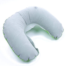 Load image into Gallery viewer, New Portable U Shape Air Inflatable Travel Pillow Support Flocking PVC Ultra Soft Comfort Neck Travel Pillow Neck Pillow for Airplane Travel Inflatable Neck Pillow for Airplane with 3D Contoured Eye Masks Adjustable Neck Support Pillow for Traveling
