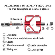 Load image into Gallery viewer, New  Road Bike Pedal Non-Slip Ultra-Light Aluminum 3 Ball Bearing Cycling Pedals Mountain Bike Pedals Pedals Aluminum Bicycle Flat Platform Pedals Lightweight Non-Slip Sealed Bearing For Road Mountain
