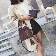 Load image into Gallery viewer, New Sizzling Mini Crossbody Handbags Cute Bucket Bag Organizer Small Tassel PU Leather Womens Shoulder Messenger Bags
