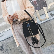 Load image into Gallery viewer, New Sizzling Mini Crossbody Handbags Cute Bucket Bag Organizer Small Tassel PU Leather Womens Shoulder Messenger Bags
