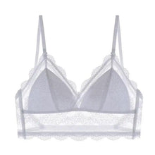 Load image into Gallery viewer, New Splendid French Style Lingerie Soft Bralette Deep V Lace Wireless Triangular Padded Cups Backless Bra
