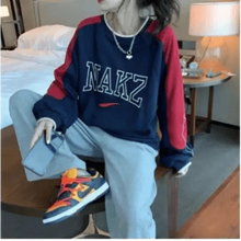 Load image into Gallery viewer, New Spring Autumn O-Neck Pullover Women Loose Clothes Oversized Sweatshirt Vintage Oversized Sweatshirt Women Embroidered Retro Letter Print Long Sleeve Shirt Crew Neck Sweatshirt

