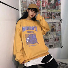 Load image into Gallery viewer, New Spring Autumn O-Neck Pullover Women Loose Clothes Oversized Sweatshirt Vintage Oversized Sweatshirt Women Embroidered Retro Letter Print Long Sleeve Shirt Crew Neck Sweatshirt
