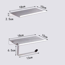 Load image into Gallery viewer, NEW Stainless Steel Toilet Paper Holder BathroomPaper Phone Holder Shelf Towel Roll shelf Accessories  Toilet Paper Holder with Phone Shelf Aluminum Bathroom Accessories Tissue Roll Dispenser Storage Rack Wall Mounted Modern Paper Towel Adapter
