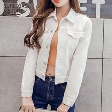 Load image into Gallery viewer, New Stunning Long Sleeve Winter Slim White Black Jeans Top For Women Solid Denim Jacket Women Short Overcoat For Ladies
