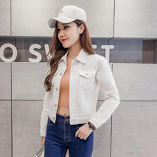 Load image into Gallery viewer, New Stunning Long Sleeve Winter Slim White Black Jeans Top For Women Solid Denim Jacket Women Short Overcoat For Ladies
