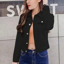 Load image into Gallery viewer, New Stunning Long Sleeve Winter Slim White Black Jeans Top For Women Solid Denim Jacket Women Short Overcoat For Ladies
