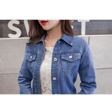 Load image into Gallery viewer, New Stunning Long Sleeve Winter Slim White Black Jeans Top For Women Solid Denim Jacket Women Short Overcoat For Ladies

