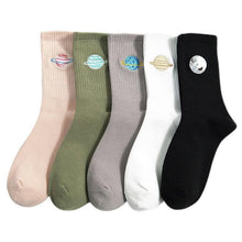 Load image into Gallery viewer, Combed Out Of Pure Cotton Socks Autumn Cute Japanese Harajuku Planet Magic Array Embroidery Long Socks Korean Style Kawaii Girls Socks For Men And Women
