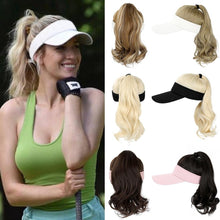 Load image into Gallery viewer, Ponytail Extension Cap hair Synthetic Wig Curly Wavy Wigs with Visor Hat hair Wigs for Women Hat Baseball Wigs For Black Women Cosplay Wigs For Women
