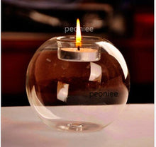 Load image into Gallery viewer, Round Hollow Glass Candle  Tea light Holder Candlestick Home Decorations for Dinner Table Wedding Candle Holder Wedding Candlestick Fine Transparent Crystal Glass Candlestick Dining Home Decor
